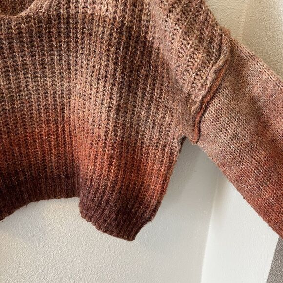 Rewind Women's Sweater Size XL Ombre Brown Tones Oversized Balloon Sleeves Boho - Picture 6 of 12